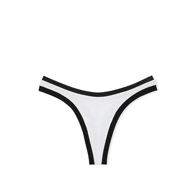 Трусики Seamless High-Leg Thong Panty PINK  White w/ Black