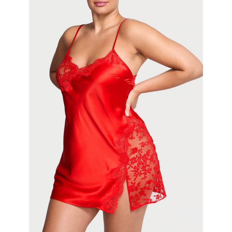 Нічна сорочка сатинова Dare to Dream Lace Satin Slip Vermillion