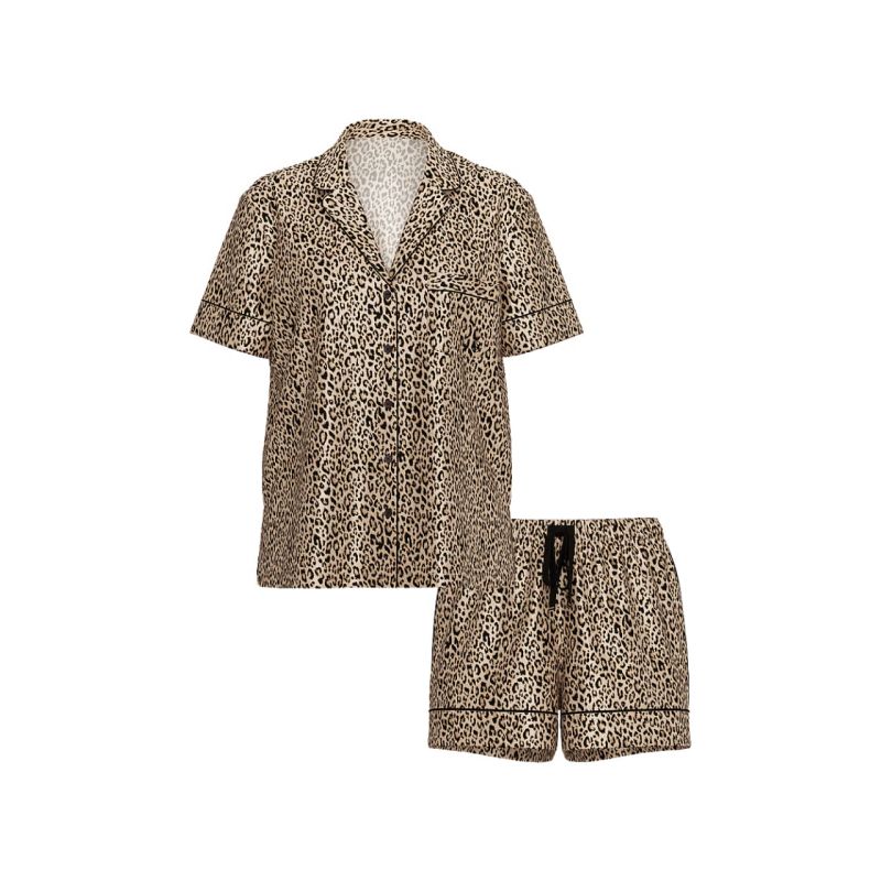 Піжама сатинова Satin Short Pajama Set Marzipan Leopard