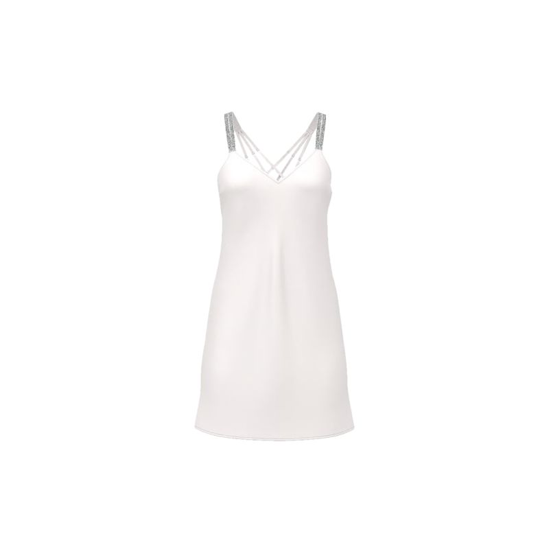 Нічна сорочка сатинова Gradient Shine Strap Satin Slip Dress Coconut White