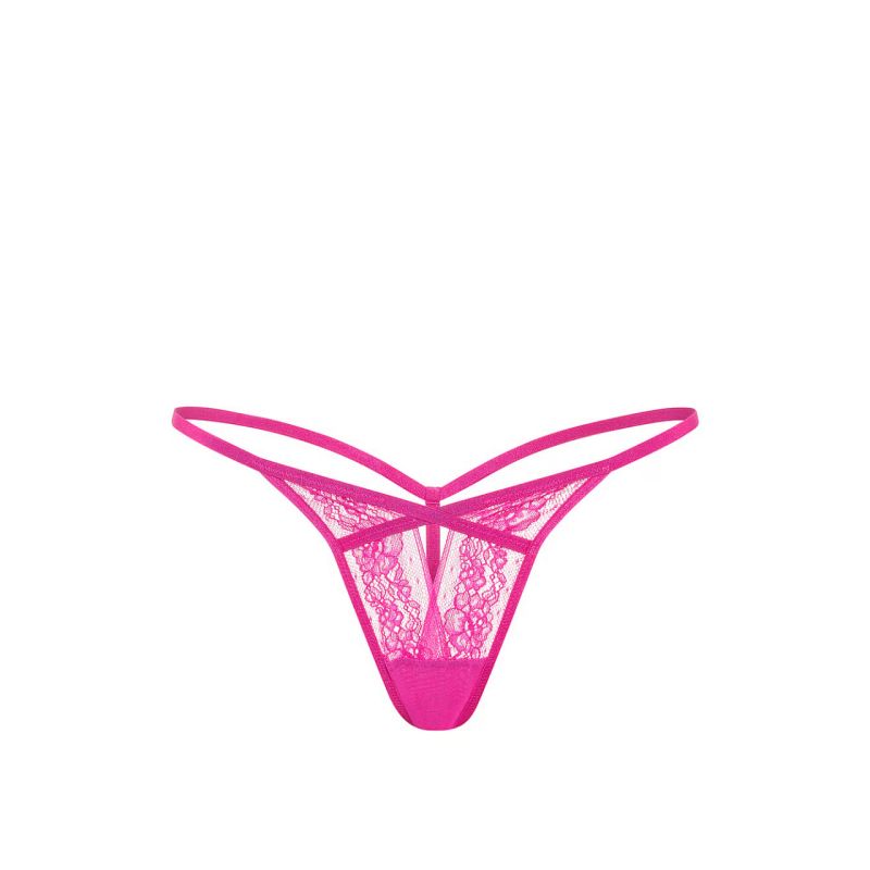 Трусики Very Sexy Rose Lace Strappy Cut-Out V-String Panty Pink Fire