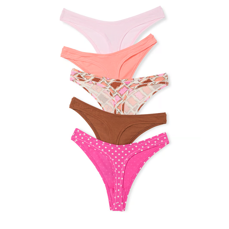 Набір трусиків 5-Pack Logo Cotton High-Leg Thong Panties VS