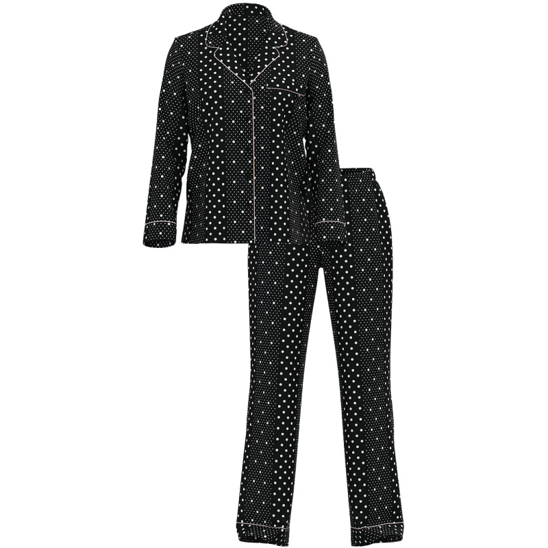 Піжама Modal Long Pajama Set Purest Black Dot Stripes