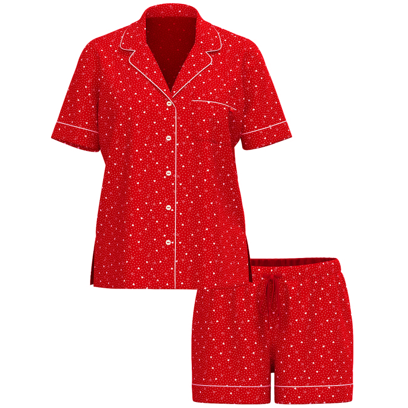 Піжама Modal Short Pajama Set Lipstick Heart Dots