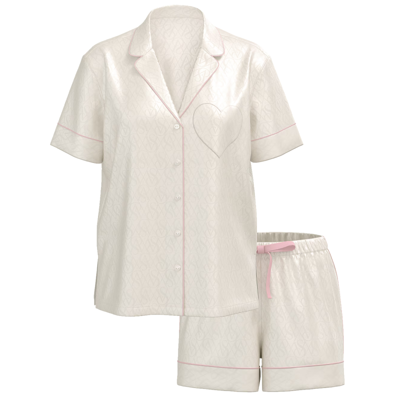 Піжама сатинова Satin Short Pajama Set Coconut White