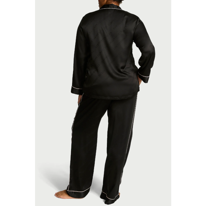 Піжама сатинова Satin Long Pajama Set Black N VS