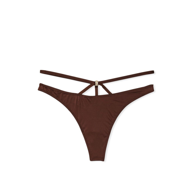 Трусики So Obsessed Strappy Thong Panty Dark Brown
