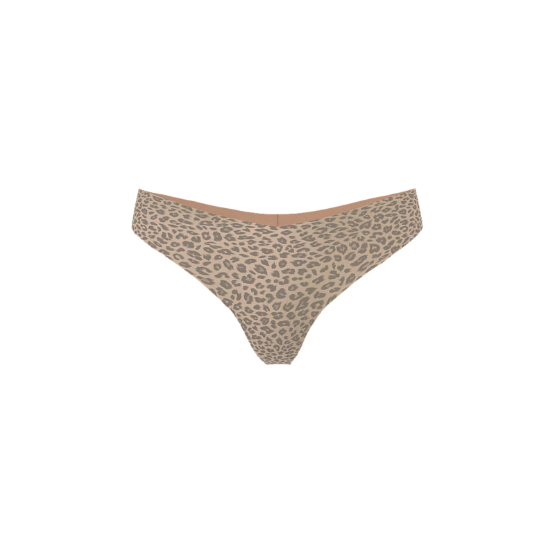 Трусики PINK No-Show Thong Panty Light Brown Leopard