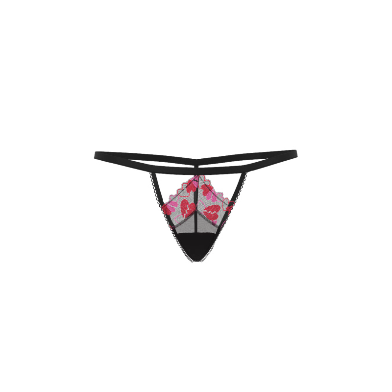 Трусики Pink Wink V-String Panty Heartbreaker Embroidery Black