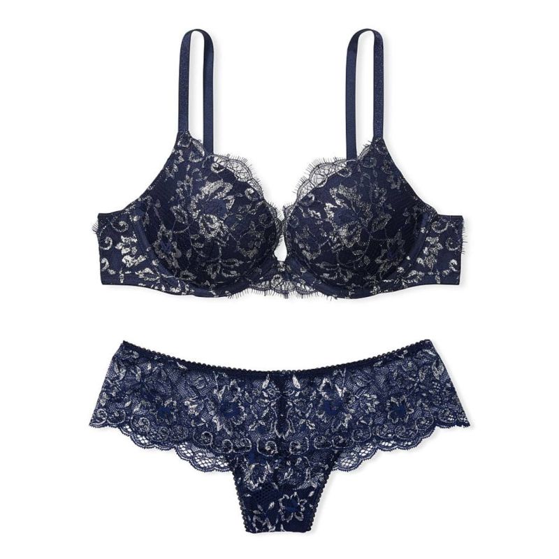 Комплект білизни Lace Shimmer Push-Up Bra Blue Ensign Allure