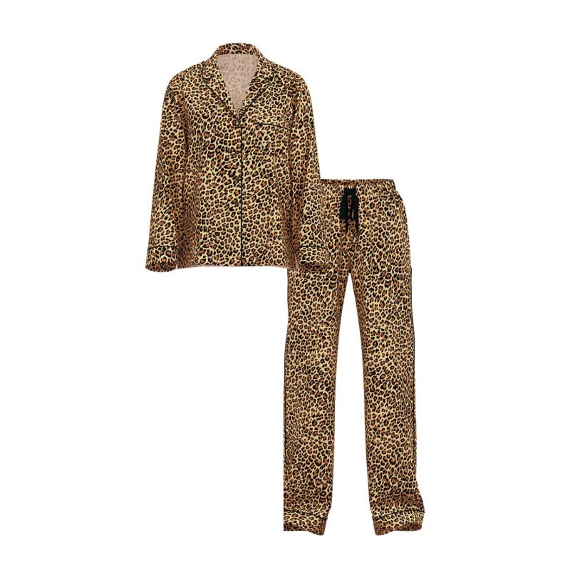 Піжама Flannel Long Pajama Set Safari Gold Leopard