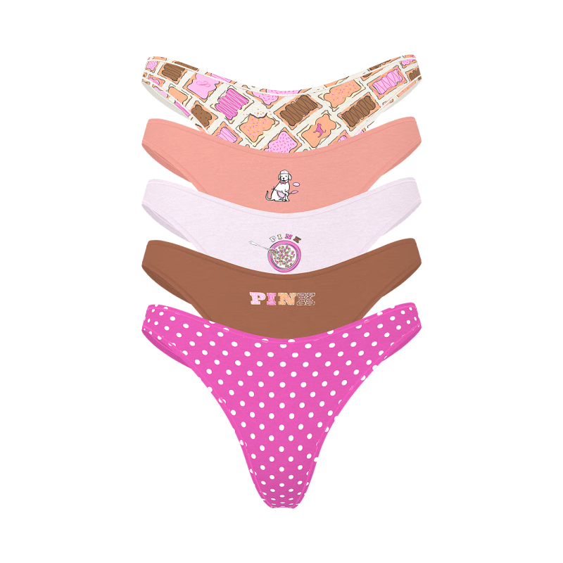 Набір трусиків 5-Pack Logo Cotton High-Leg Thong Panties VS