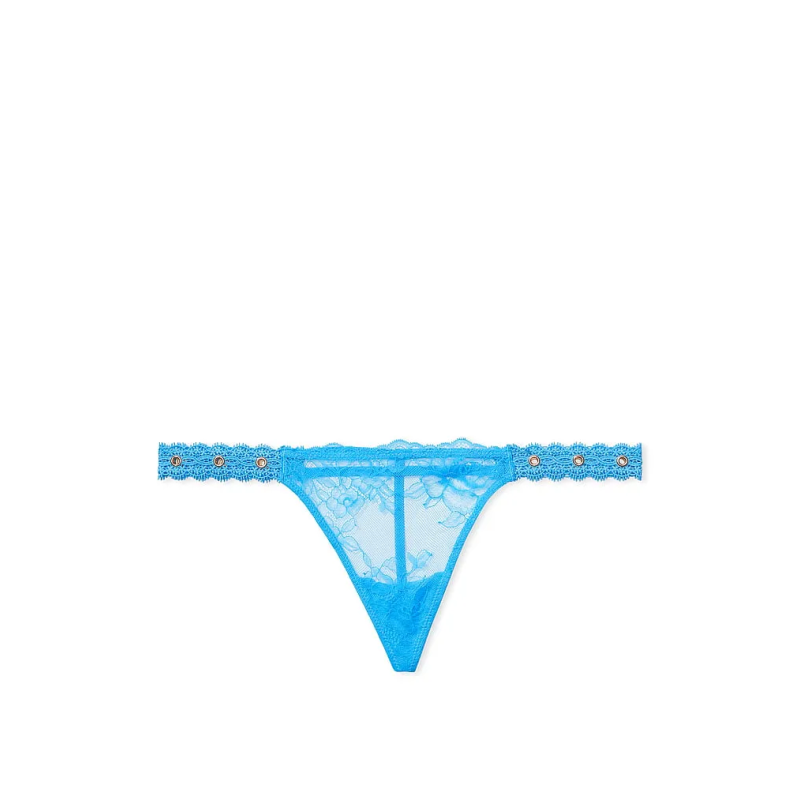 Трусики Very Sexy Rose Lace & Grommet V-String Panty Shoking Blue