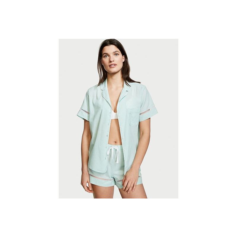 Піжама Striped Short Pajama Set with Lace Trim Stripe Narrow від Victoria's Secret