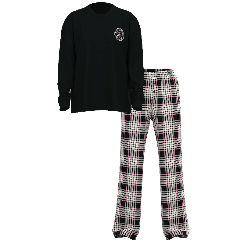 Піжама Flannel Long-Sleeve Tee-Jama Pajama Set Black & Pink Plaid