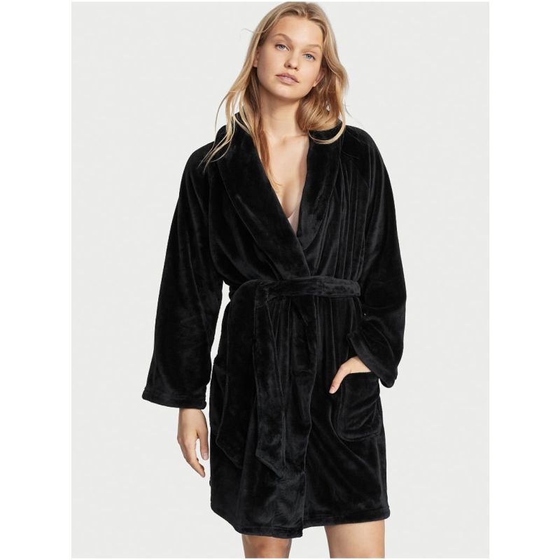 Плюшевий халат Short Cozy Robe Black