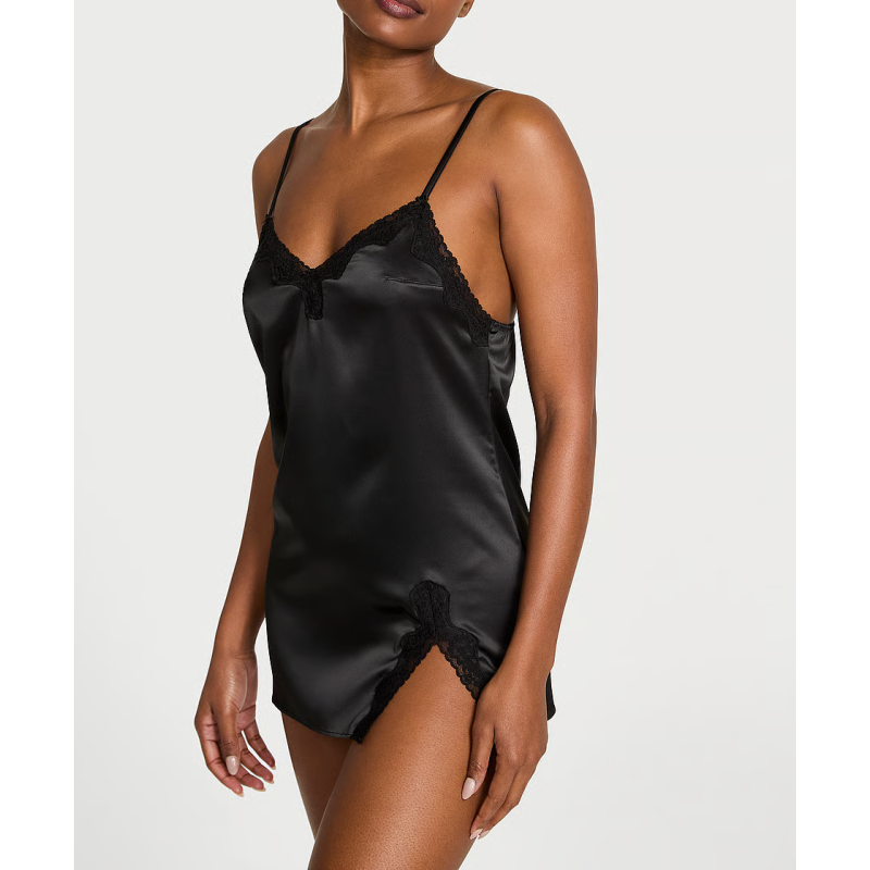Нічна сорочка Tease Satin Lace Trim Mini Slip Black