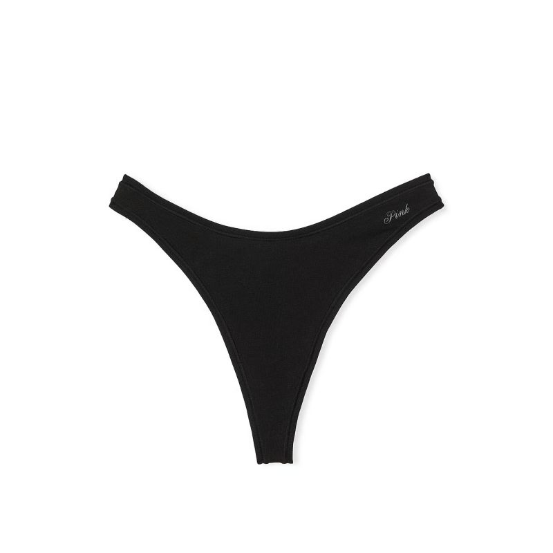 Трусики Cotton High-Leg Thong Panty Black VS