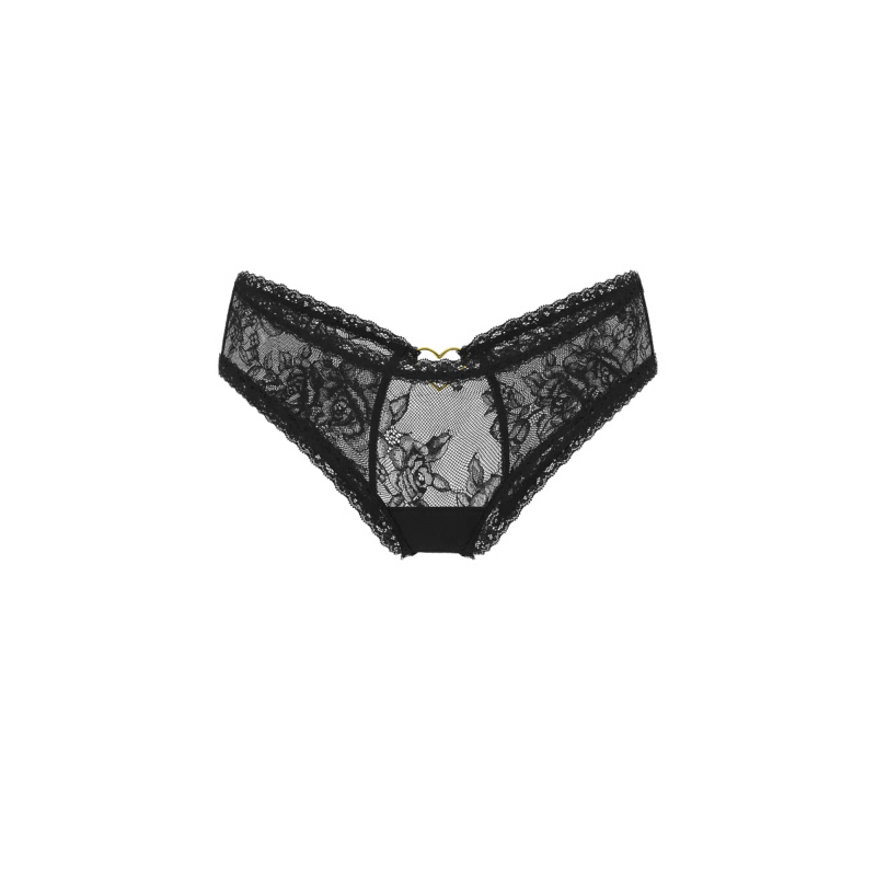 Трусики Very Sexy Lace Heart Hardware Open-Back Cheeky Panty Black