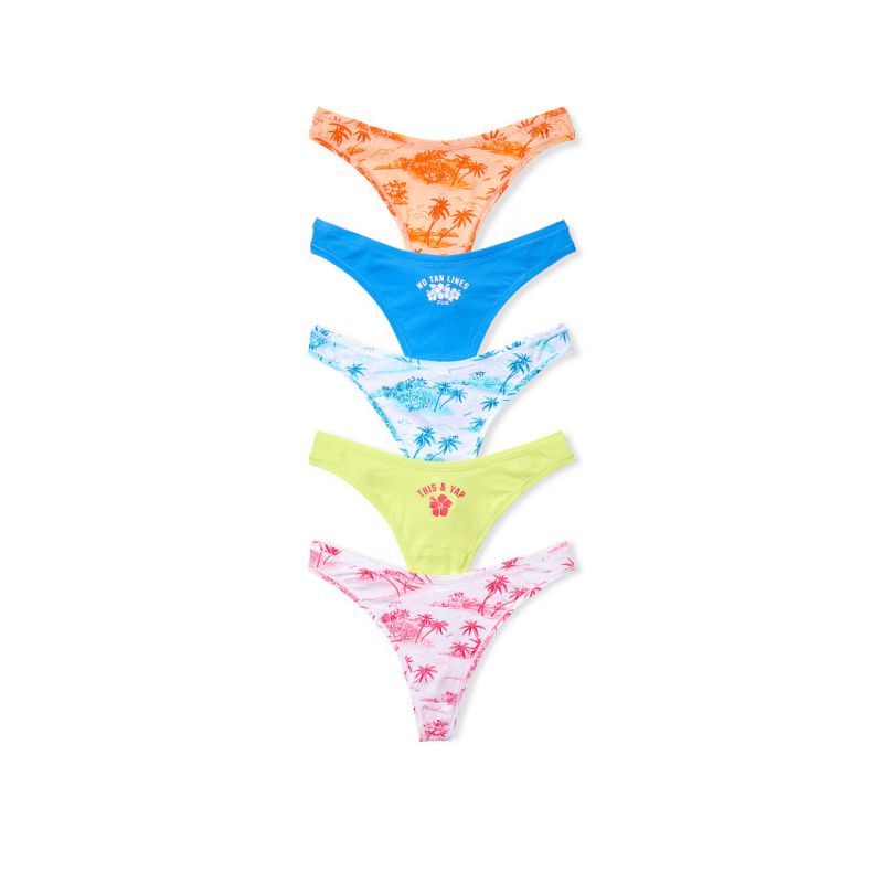 Набір трусиків 5-Pack Logo Cotton High-Leg Thong Panties Palm