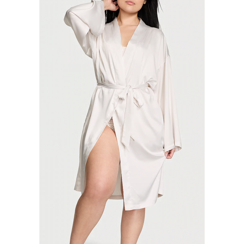 Сатиновий халат Satin Midi Robe Coconut White VS