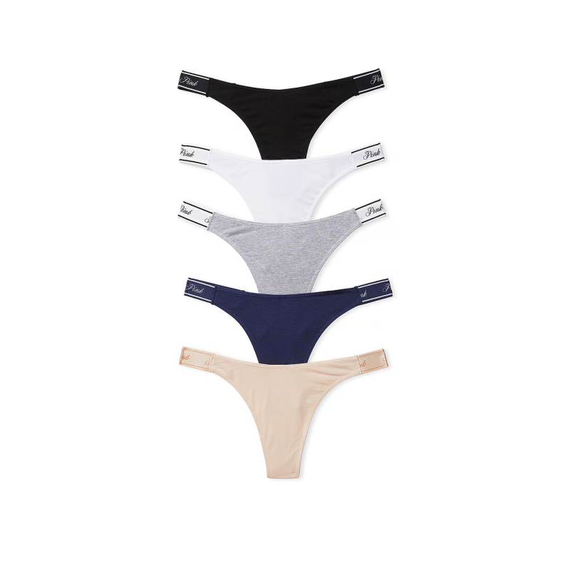 Набір жіночих трусиків 5-Pack Logo Cotton High-Leg Thong Panties Mix