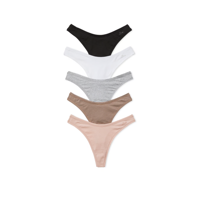 Набір жіночих трусиків 5-Pack Logo Cotton High-Leg Thong Panties Basic