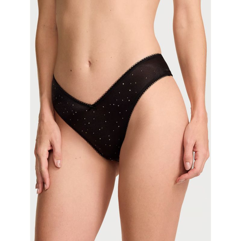 Трусики Dream Angels Crystal Shimmer Brazilian Panty Black