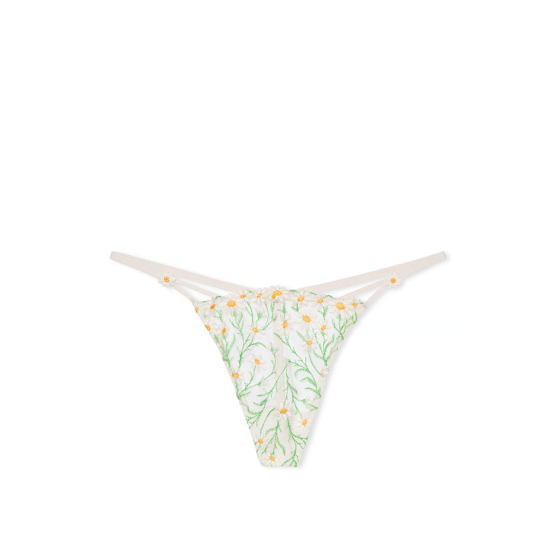 Трусики Dream Angels Lace-Trim V-String Panty Daisy Embroidery White/Ivory