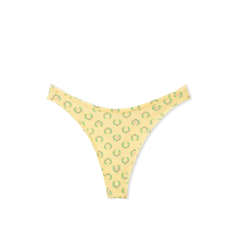 Трусики Cotton High-Leg Thong Panty Honeysuckle Laurel Print