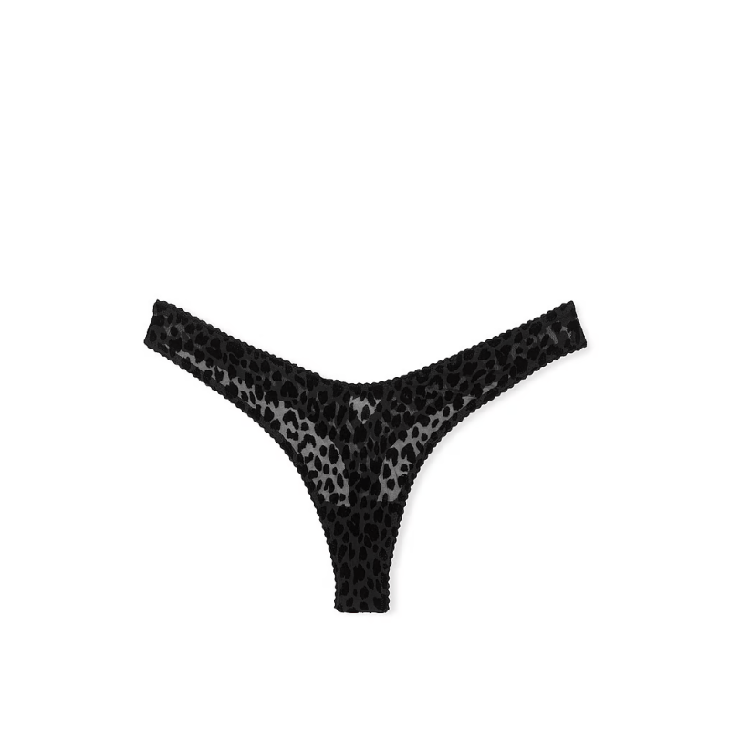 Трусики Very Sexy Flocked Leopard High-Leg Thong Panty Black