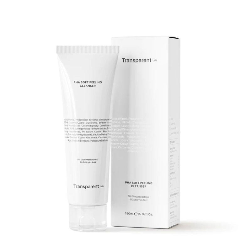 Засіб для очищення обличчя з ефектом пілінгу від Transparent PHA Soft Peeling Cleanser