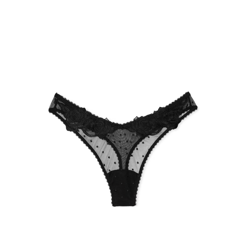 Трусики Very Sexy Sheer Rose High-Leg Thong Panty Black