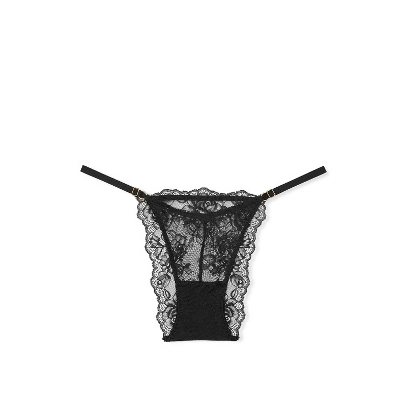 Трусики Very Sexy Rose Lace Adjustable Brazilian Panty Black