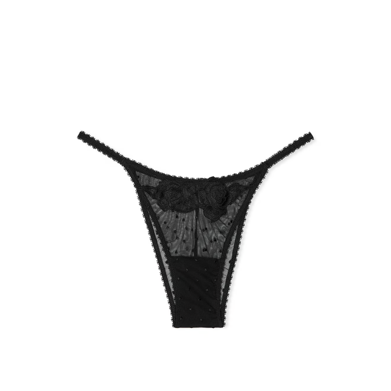 Трусики Very Sexy Sheer Rose Brazilian Panty Black