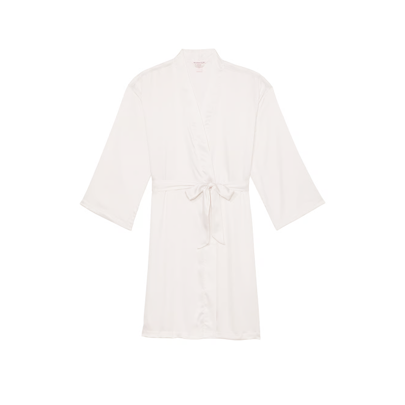 Сатиновий халат Satin Midi Robe Coconut White VS