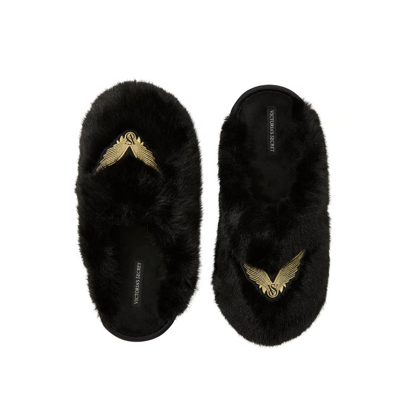 Домашні тапочки Luxe Plush Closed-Toe Slippers Black Angel Wings
