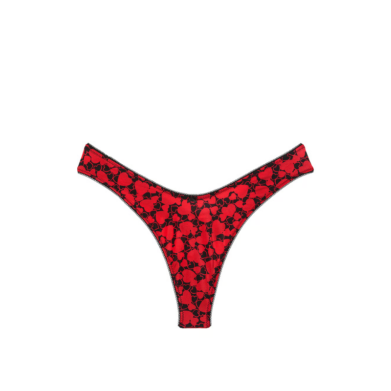 Трусики Very Sexy Smooth Micro High-Leg Thong Panty Black & Red Hearts