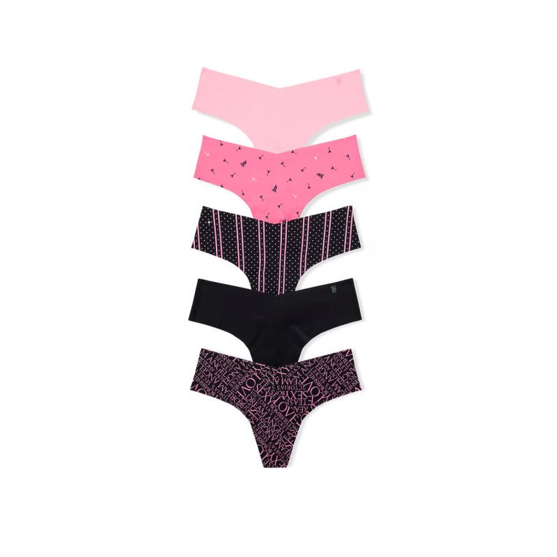 Набір трусиків 5-Pack No-Show Thong Panty Black VS