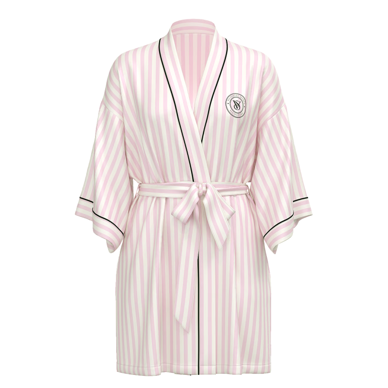 Сатиновий халат Satin Short Robe Iconic Stripe