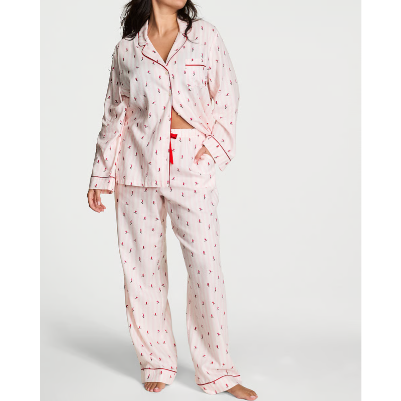 Піжама Flannel Long Pajama Set Pretty Blossom/Coconut White Vs Skiers