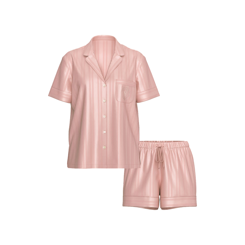 Піжама сатинова Glazed Satin Short Pajama Set Pink Jacquard