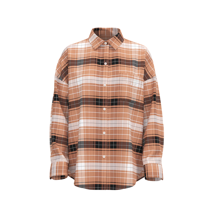 Нічна сорочка Modal-Cotton Button-Front Sleepshirt Toffee/Coconut White Bold Plaid