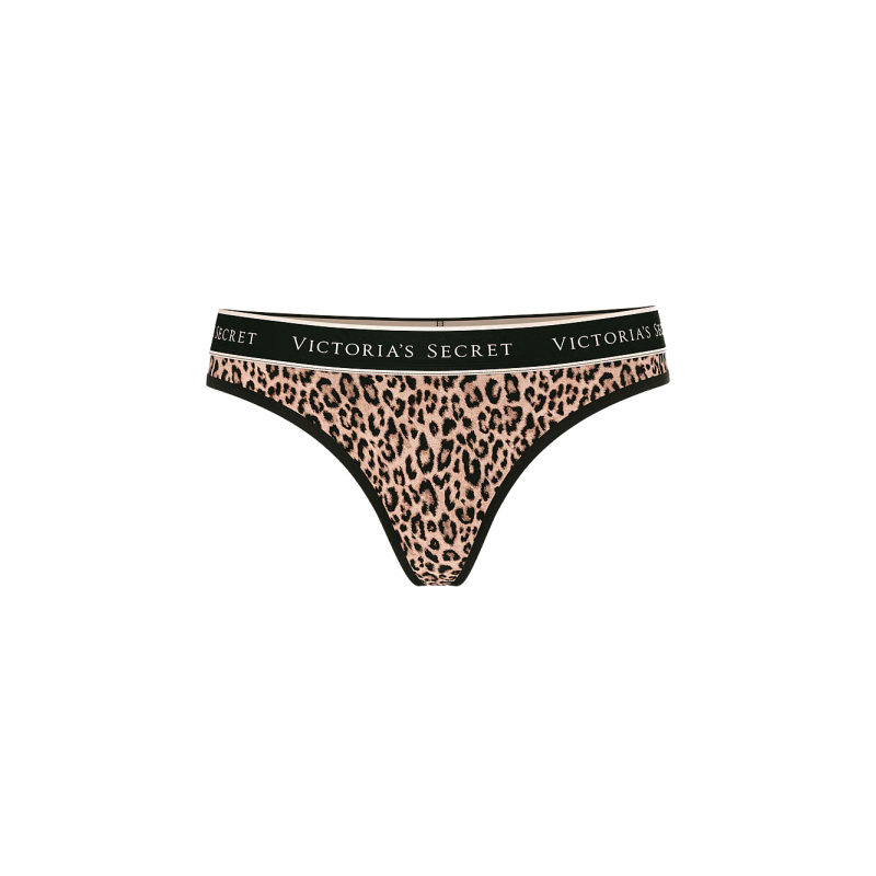 Трусики Logo Cotton Thong Panty Natural Leopard