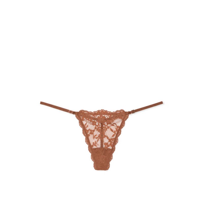 Трусики Dream Angels Lace Adjustable V-String Panty Caramel