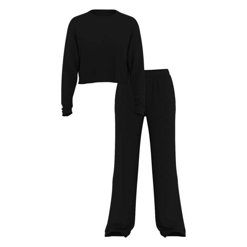 Піжама Modal Wide-Rib Long Lounge Set Black