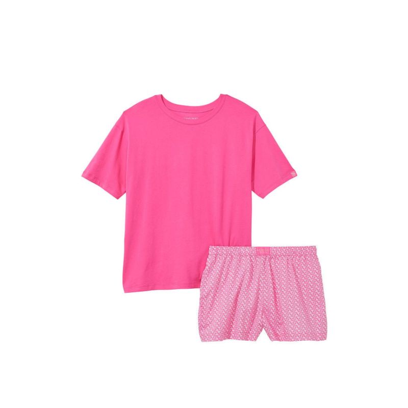 Піжама Cotton Sleep Shirt Boxer Short Set Pink