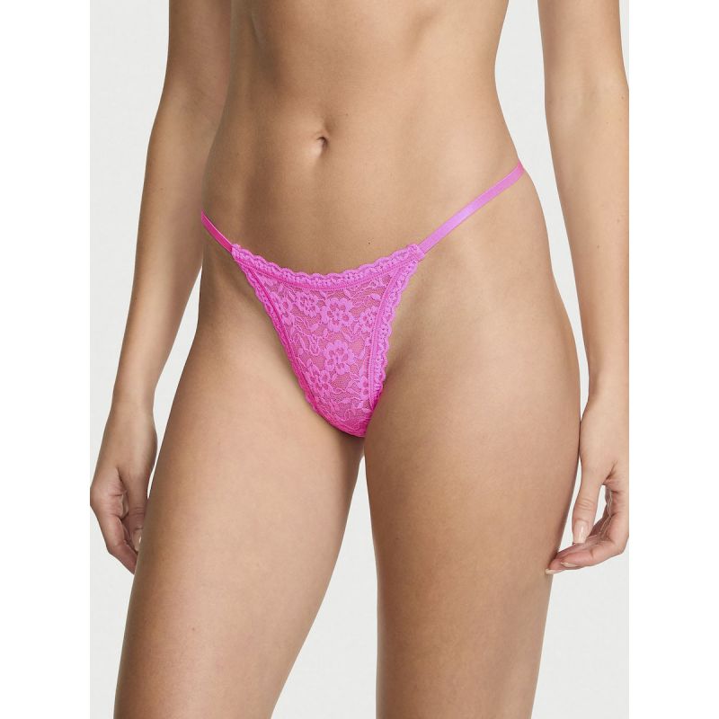 Трусики Lace String Thong Panty Pink