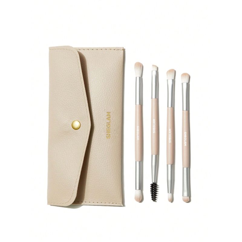 Набір пензликів для макіяжу Glam 101 Eye Essentials Brush Set With Bag Dusty Pink