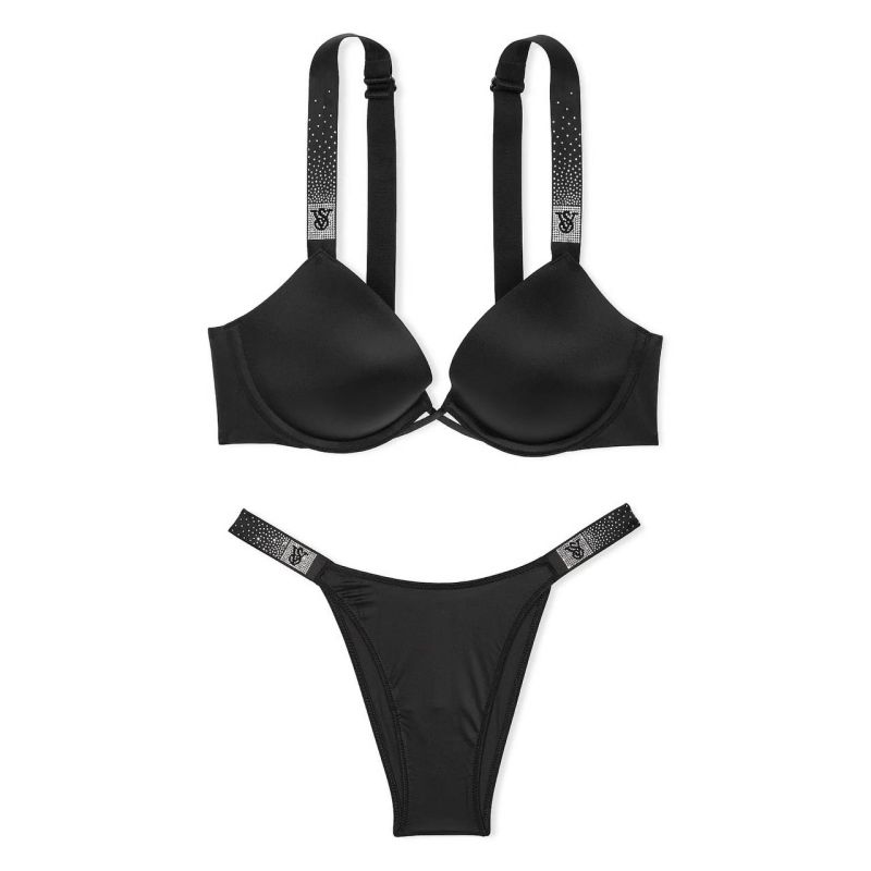 Комплект Very Sexy Scattered Shine Strap Lightly Lined Low-Cut Demi Bra & Brazilian Panty Black